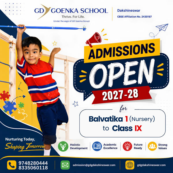 Admissions for 2026-27 now open at GD Goenka CBSE school in North Kolkata